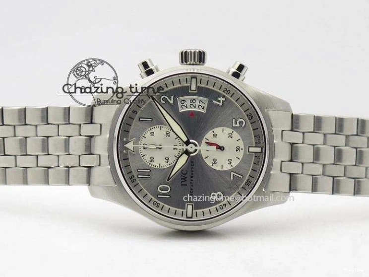 MIROTIME 0118 Pilot Chrono SS IW387809 ZF 1:1 Best Edition Silver Dial On SS Bracelet A Trendsetting 7327